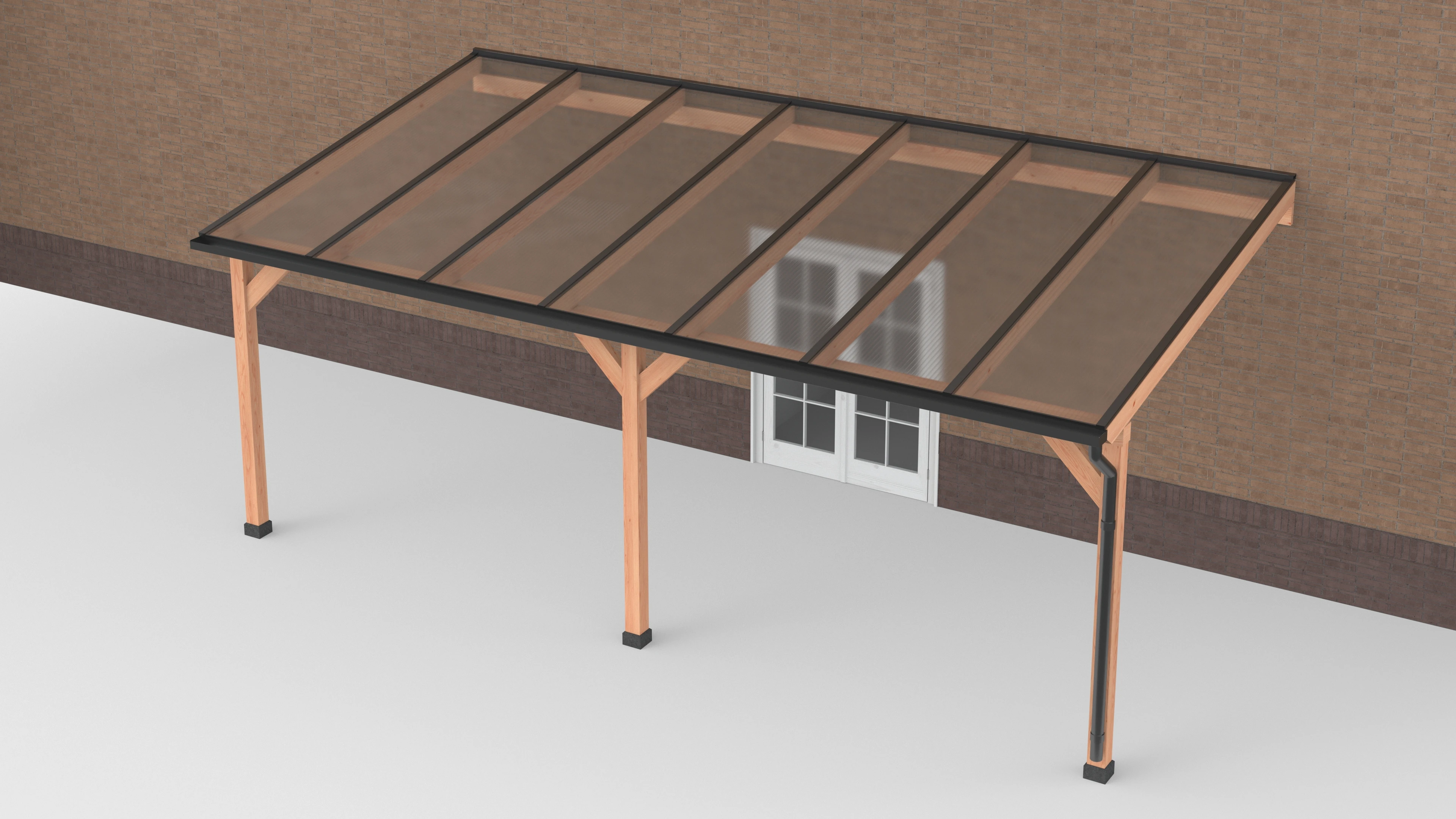 Douglas Terrasoverkapping Geschaafd Zwart Polycarbonaat Helder 700 x 350 cm - Afbeelding 1